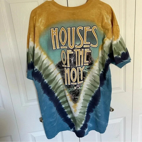 Vintage Led Zeppelin Houses Of The Holy Liquid Blue Tie Dye Band Shirt Mens L - Picture 3 of 12